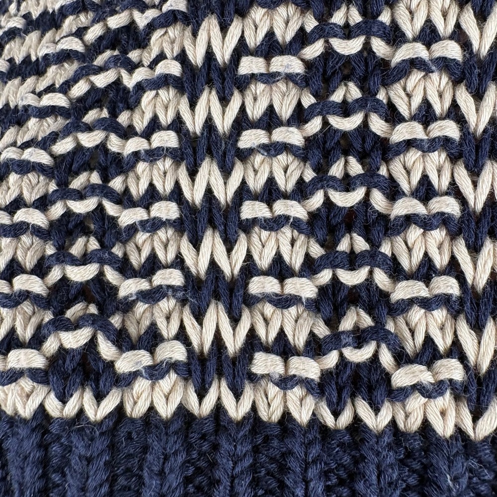 Vince Marled Knit Crewneck Sweater Womens Size XS Navy Cream Cotton Chunky Cozy - Picture 4 of 7